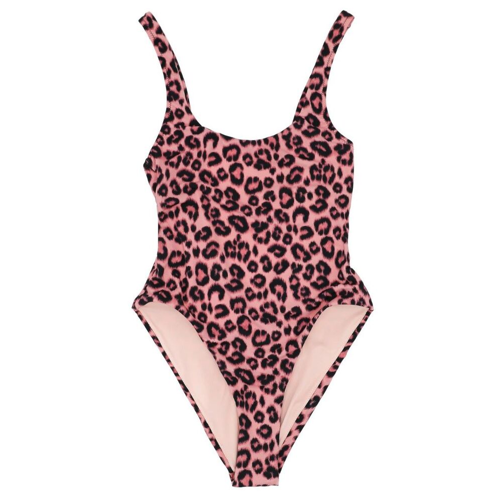 Pink Leopard Print One Piece Swimsuit Bathing Suit